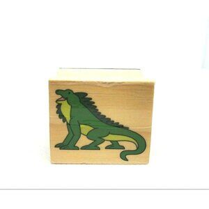 Happy Iguana Wooden Rubber Stamp Animal Fun Collectible Mint Condition Rare
